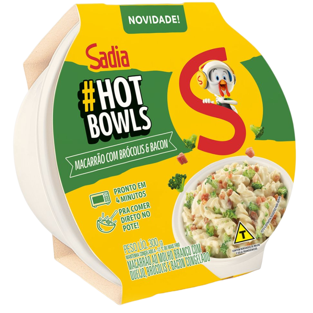 MACARRAO FUSILLI M. BRANCO BACON BROCOLIS CONG. HOT BOWLS SADIA 9X300G