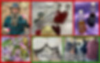 Composite representing the types of wildcrafting events. Includes pictures of flower blossoms, a teacher with a beverage, bottles of cordial beverage, disks of home-made soap, and a teacher with a class.