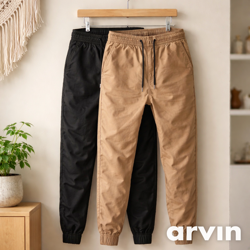 Calça Jogger Sarja Masculina Slim com Elástico,SAINT