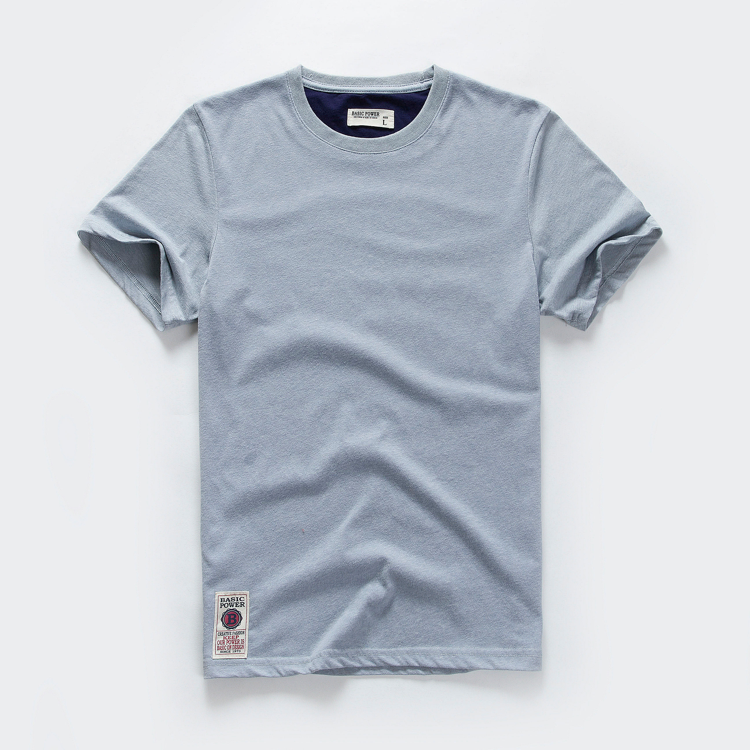 Novo verão camiseta masculina de algodão sólido t camisa masculina causal o-pesc