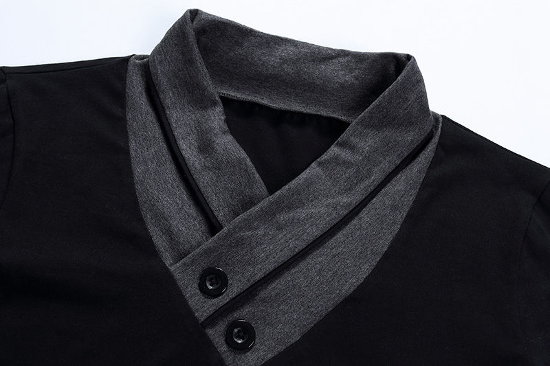Miniatura: 2025 marca de moda tendência fino ajuste manga longa t camisa masculina retalhos