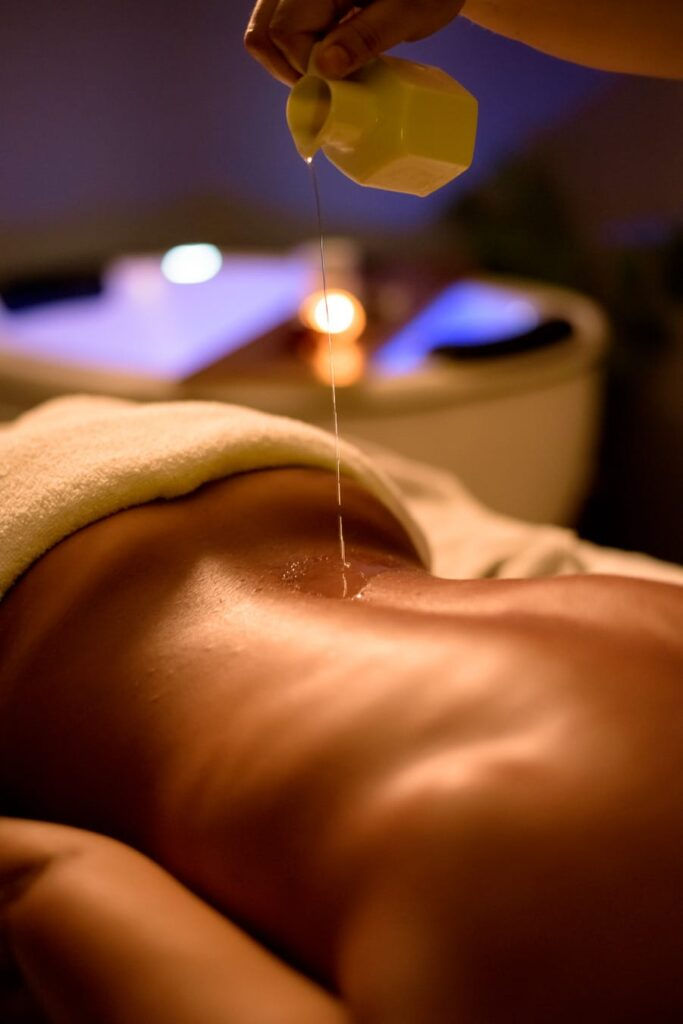 Aplicação exagerada de óleo sob a pele que é necessário nesta massagem. 