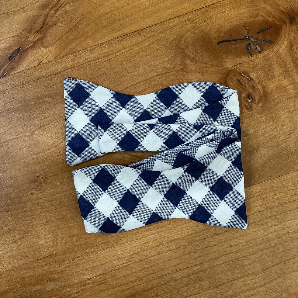 Thumbnail: top view of blue plaid bow tie