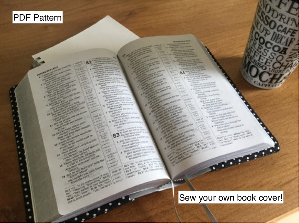 Thumbnail: top view of black and white polka dot bible cover open bible