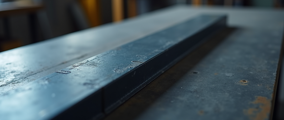 Steel beam on table