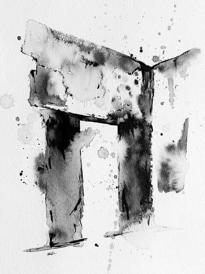 Abstract architectural drawing
Black ink on paper
A4