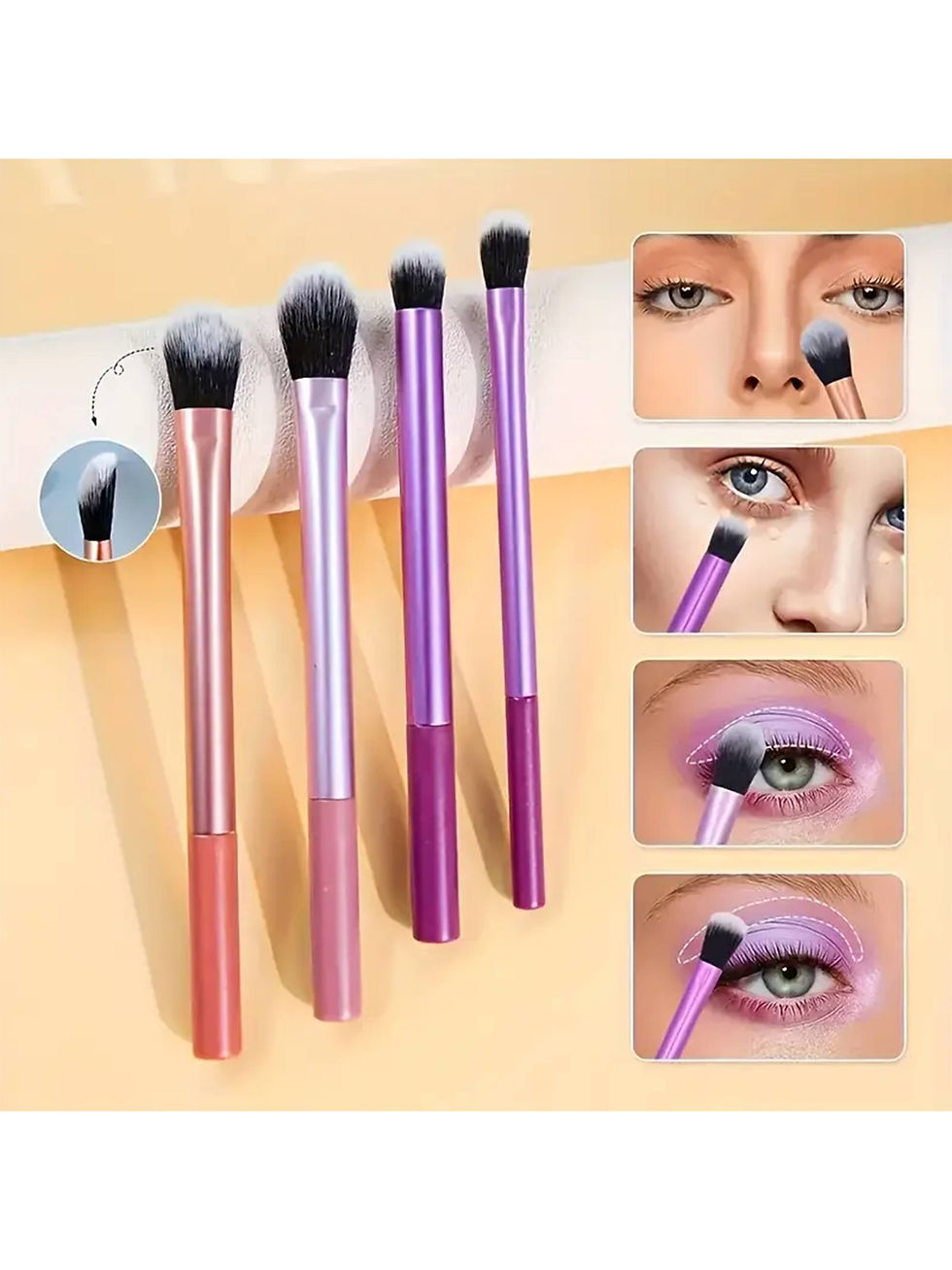 Thumbnail: Kit com 8 pincéis de maquiagem de cerdas sintéticas macias para base, blush 
