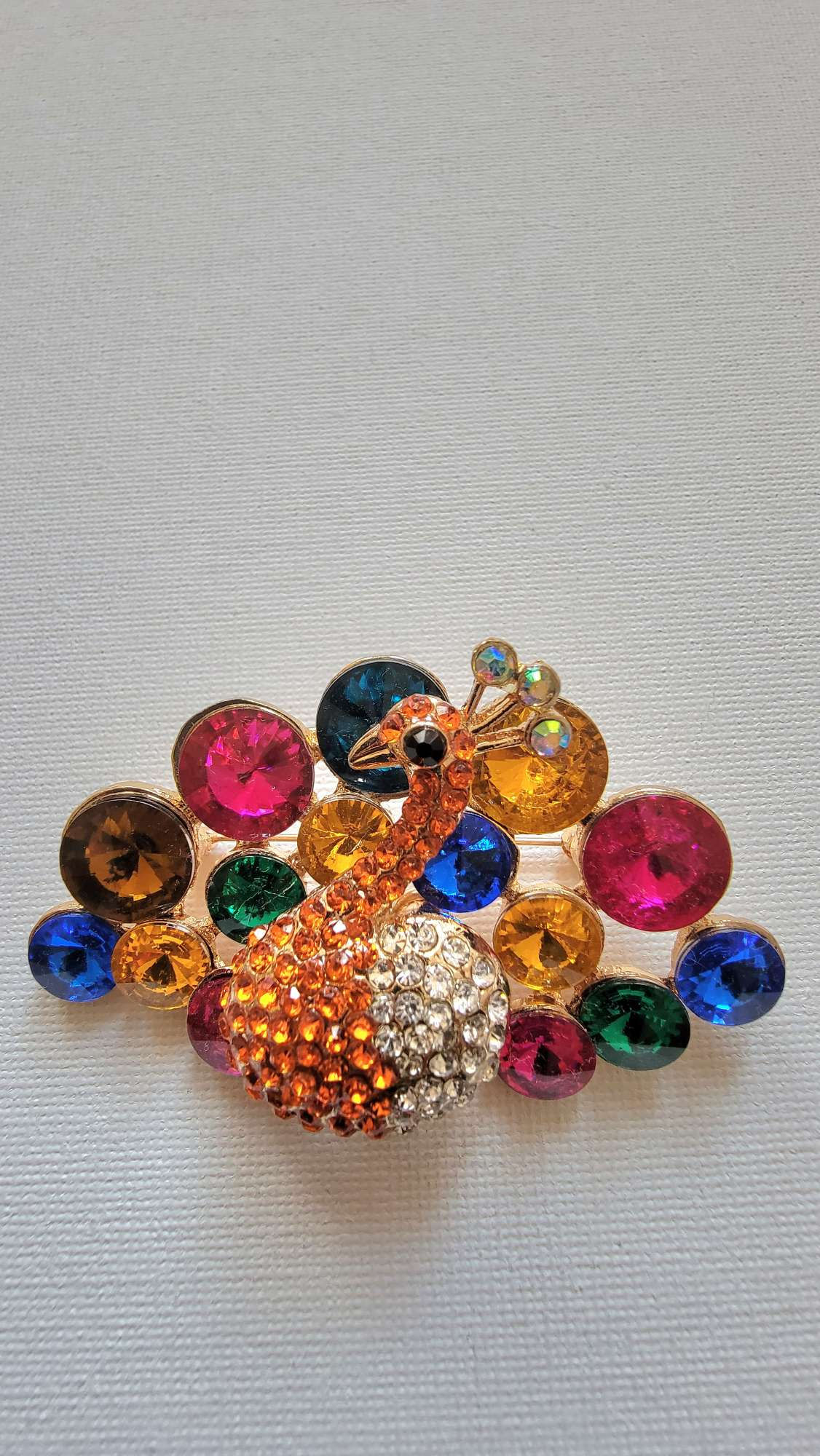 Colorful Peacock Brooch