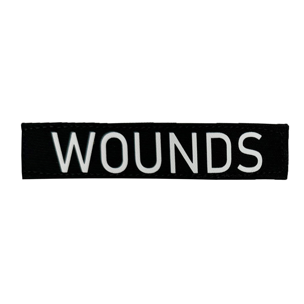 5" Name Tape - WOUNDS, White on Black