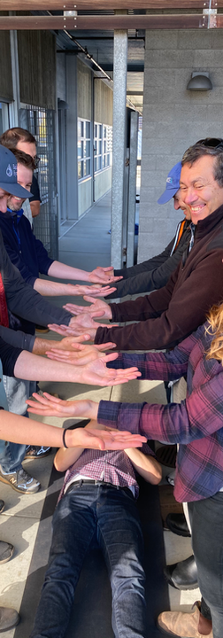 Students participating in a hands-on wilderness medicine training exercise.