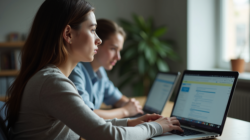 Eye-level view of a student engaging in an online course