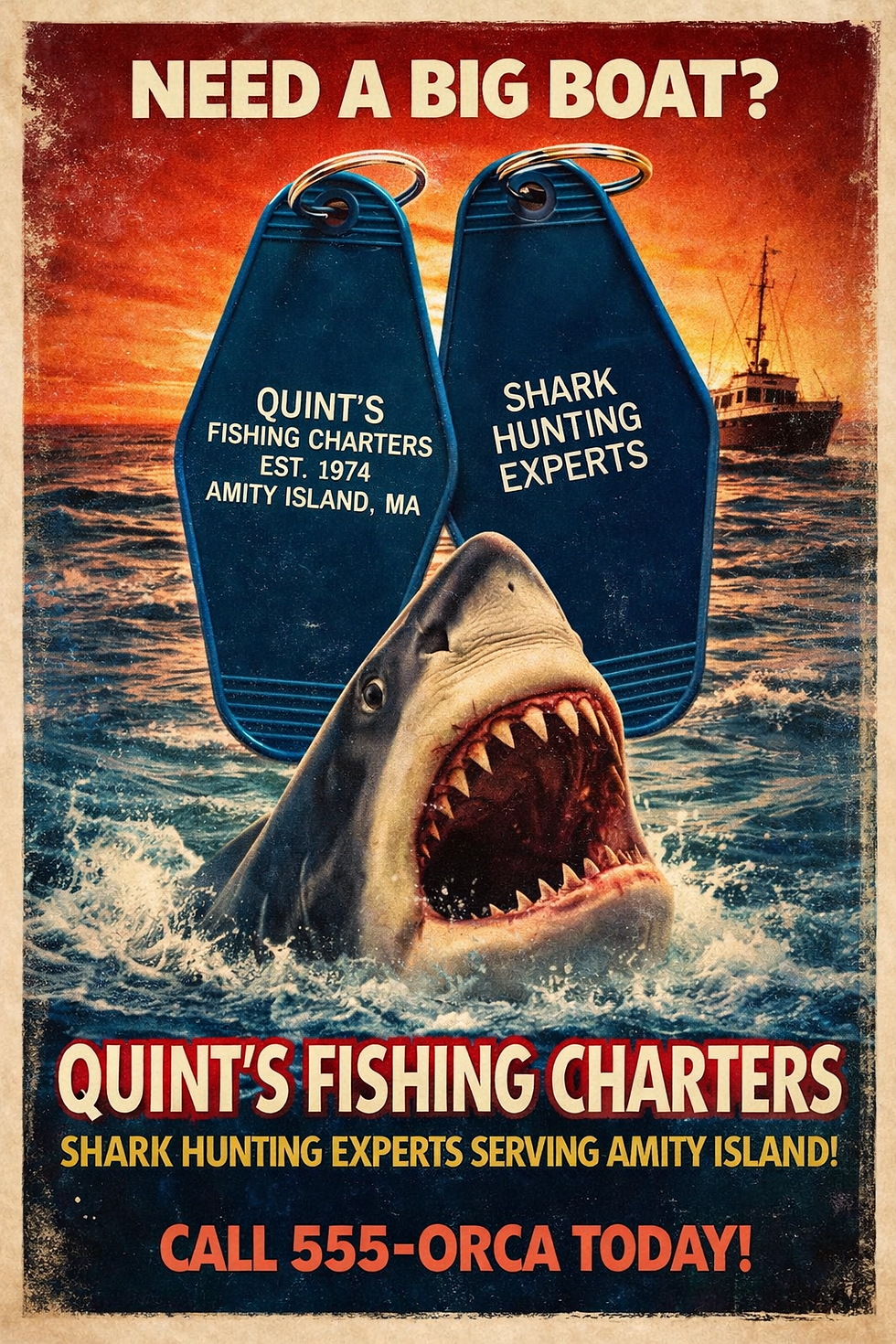 Thumbnail: Jaws inspired Quint's Fishing Charters (print writing)