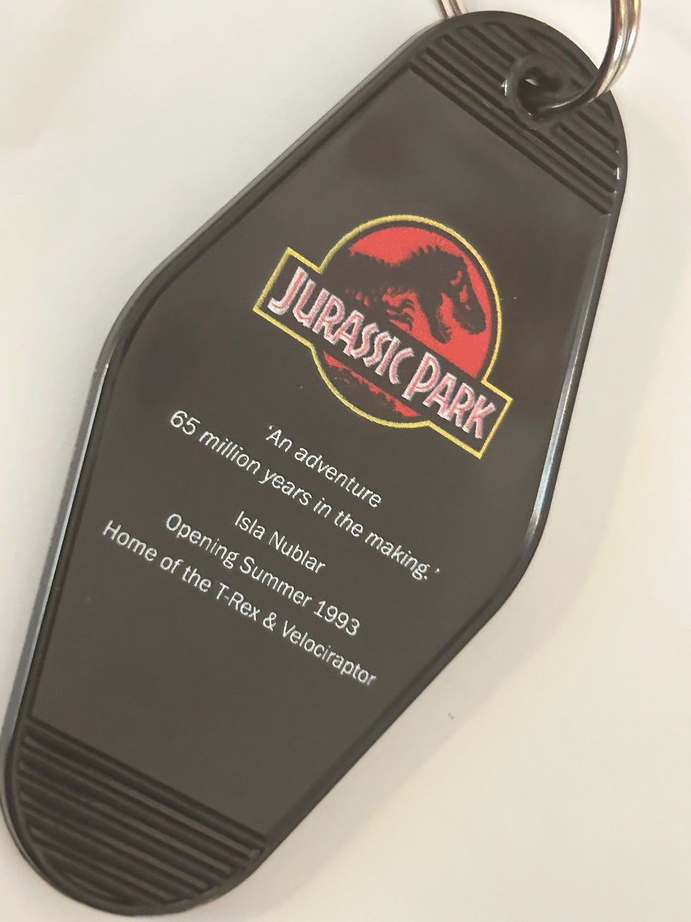 Thumbnail: Jurassic Park inspired movie keytag