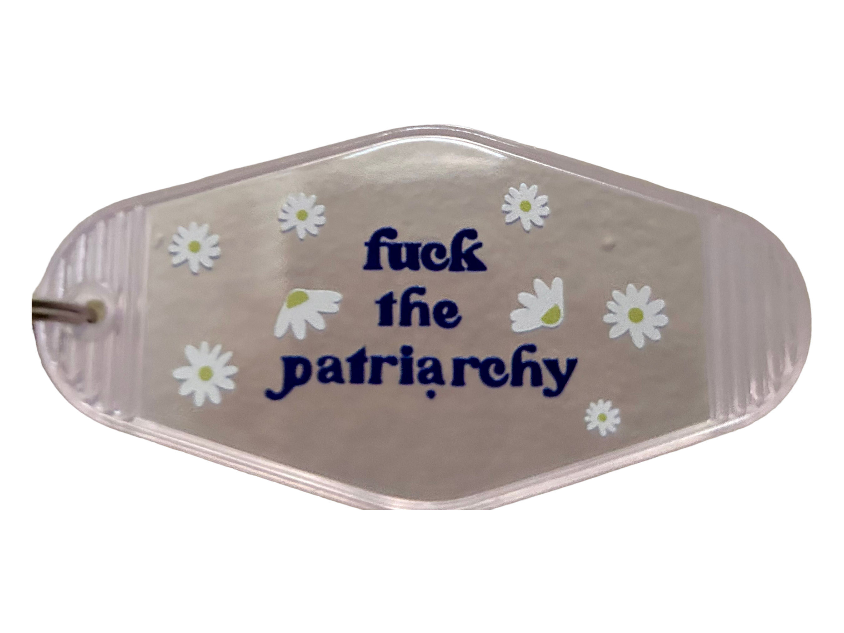 Patriarchy Empowerment Statement Pink Translucent Key Tag