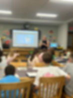 Stephanie presenting about branding to kids