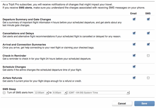 Mobile Alerts Settings