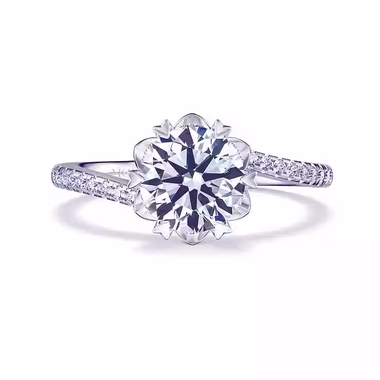 Unique Sweet Floral 6-Prong Engagement Diamond Ring