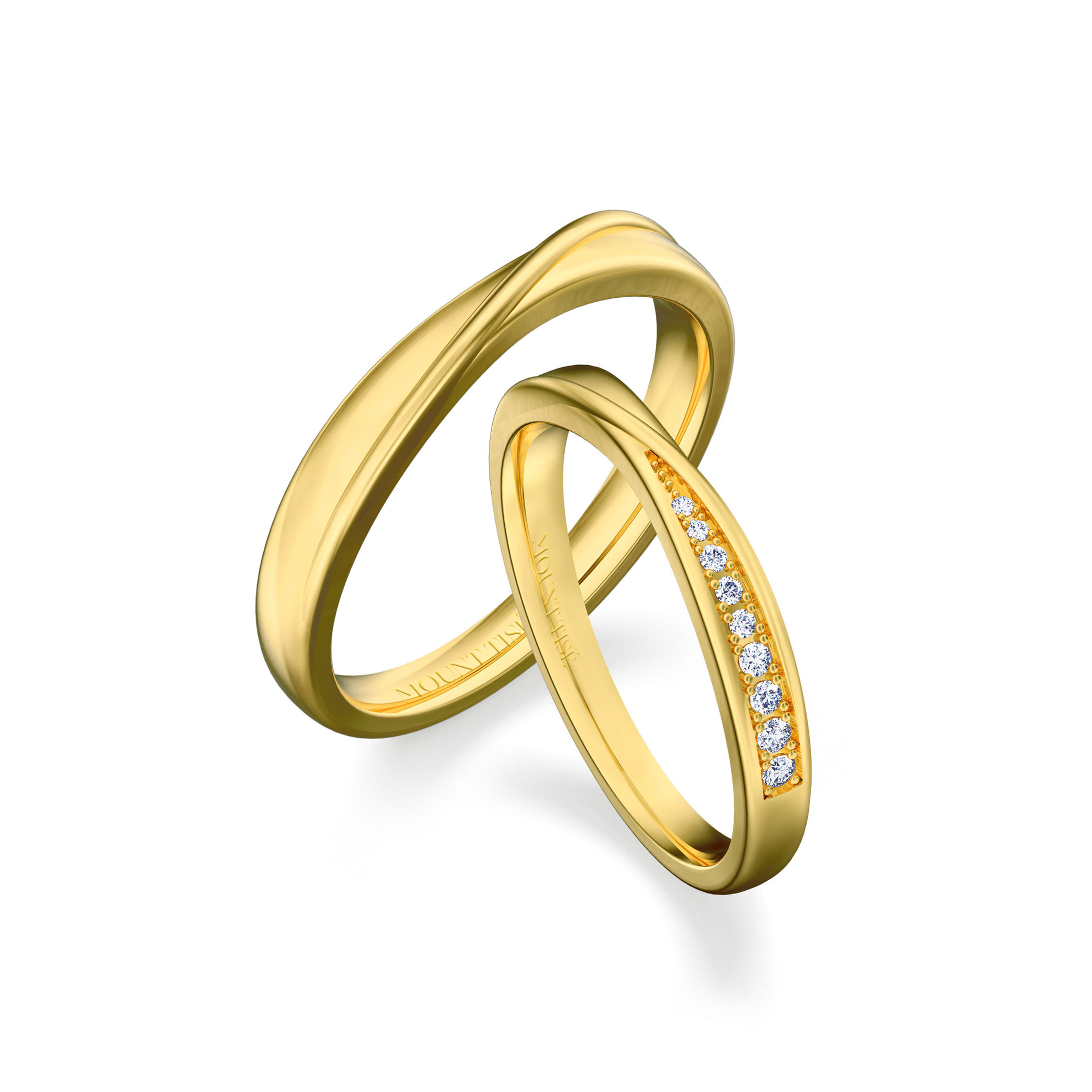 Couple Ring·Lueur Délicate|Graceful Delicate Pave Band Wedding Diamond Ring YG