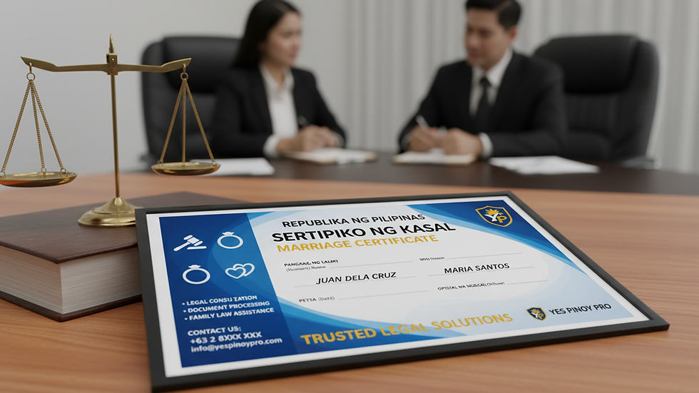 Close-up view of official marriage certificate on a desk