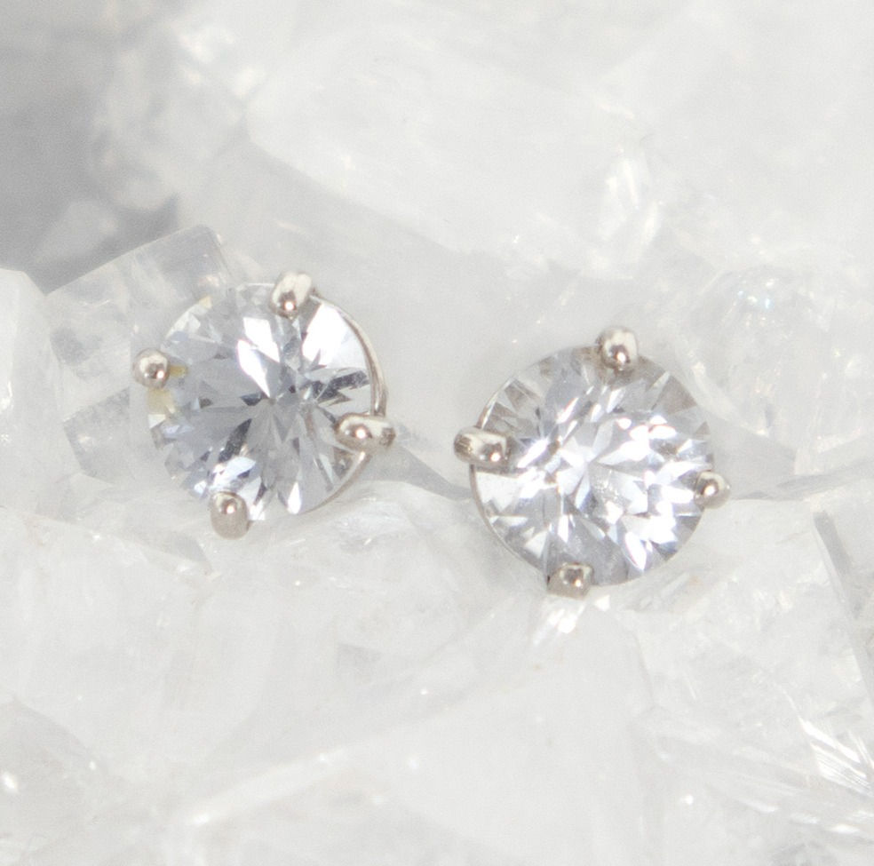 White Sapphire Stud Earrings