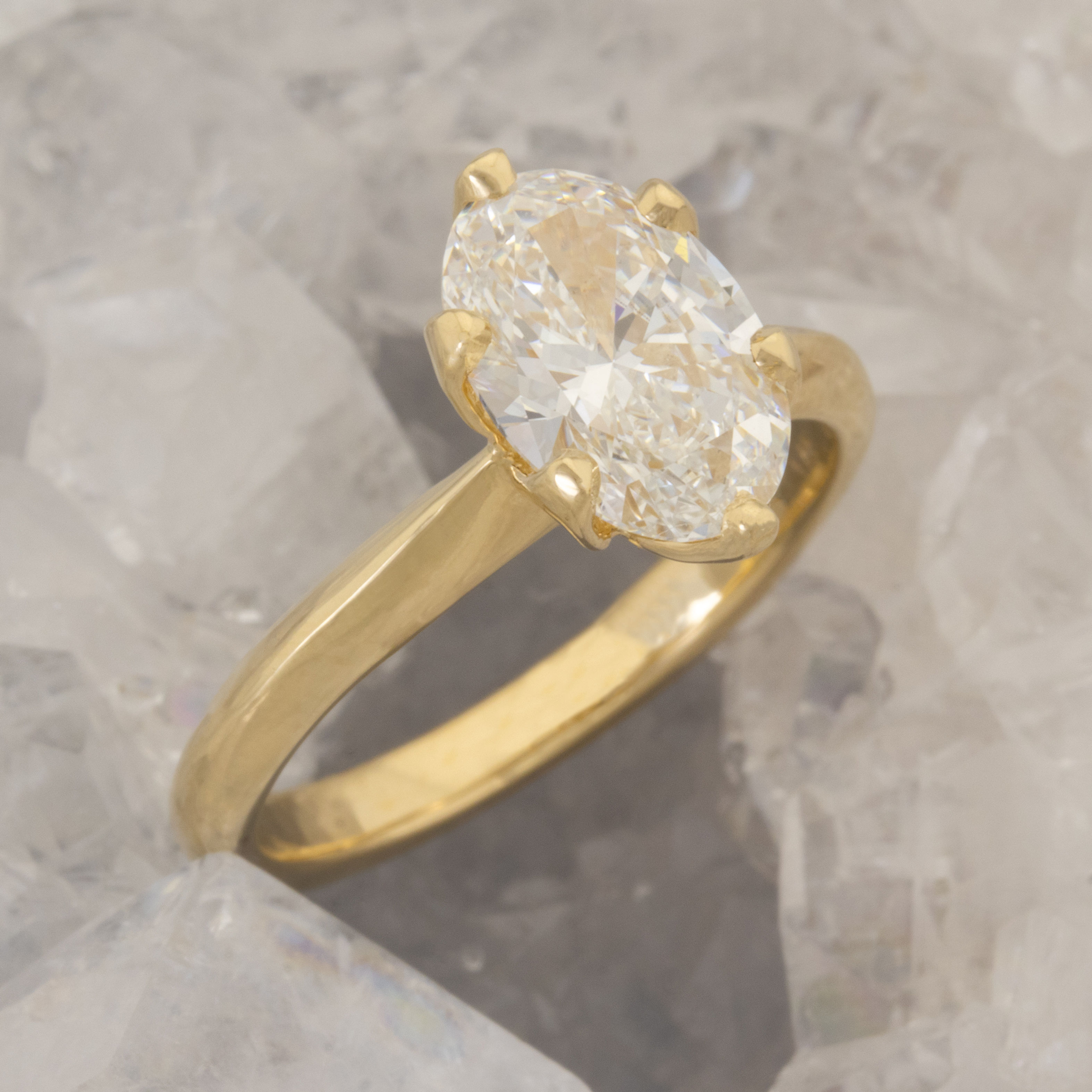 Yellow Gold Oval Lab Diamond Solitaire Ring
