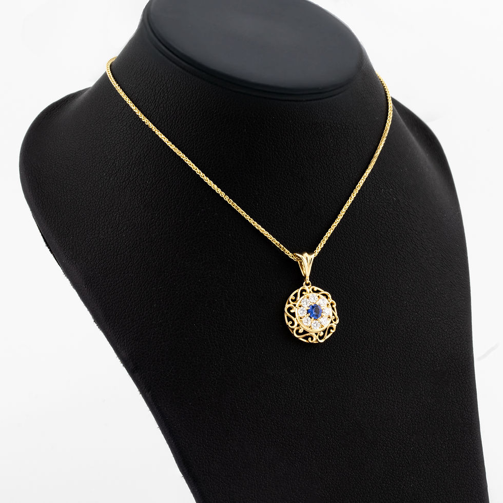 Thumbnail: Yellow Gold Sapphire and Lab Diamond Pendant