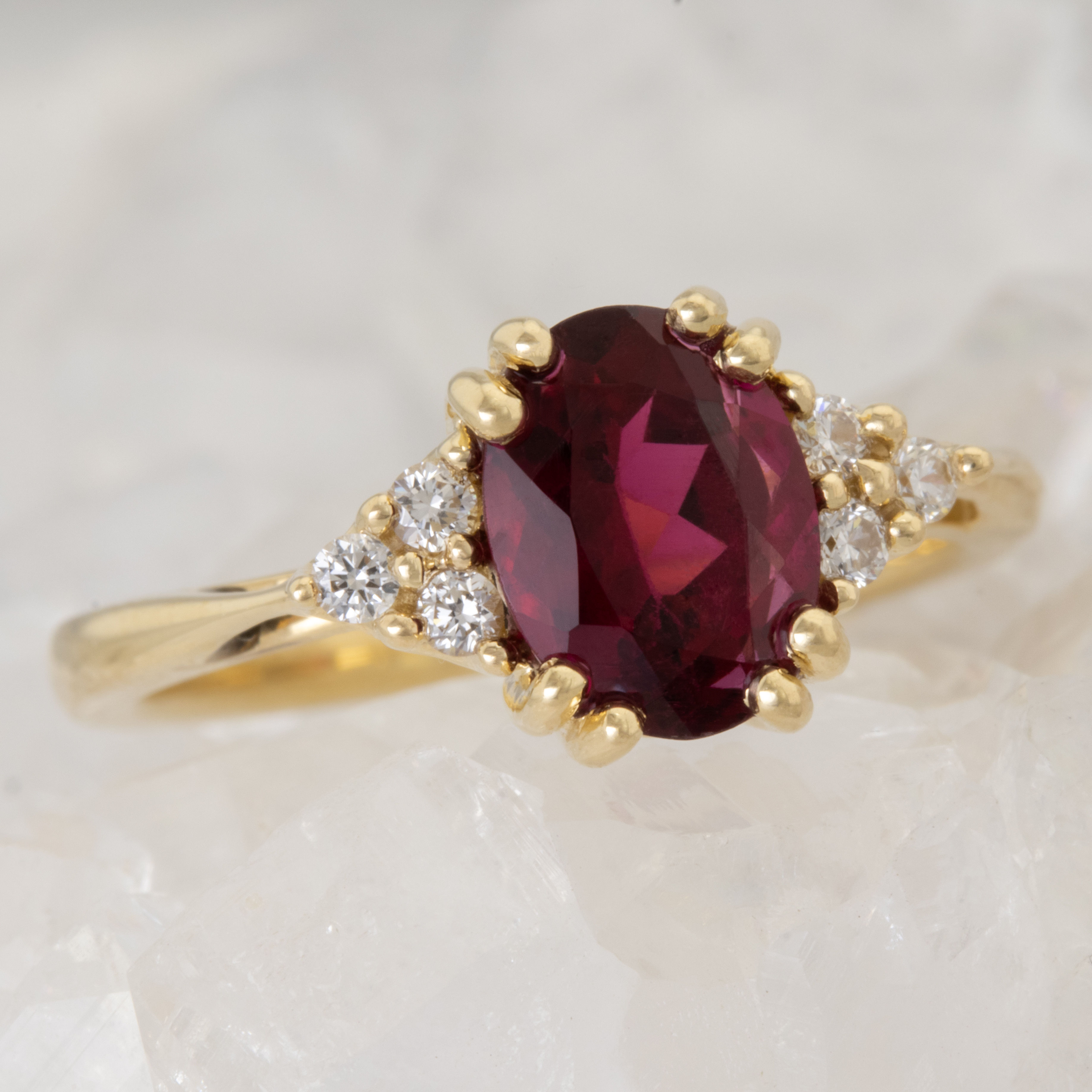 Yellow Gold Rubellite Trillium Ring