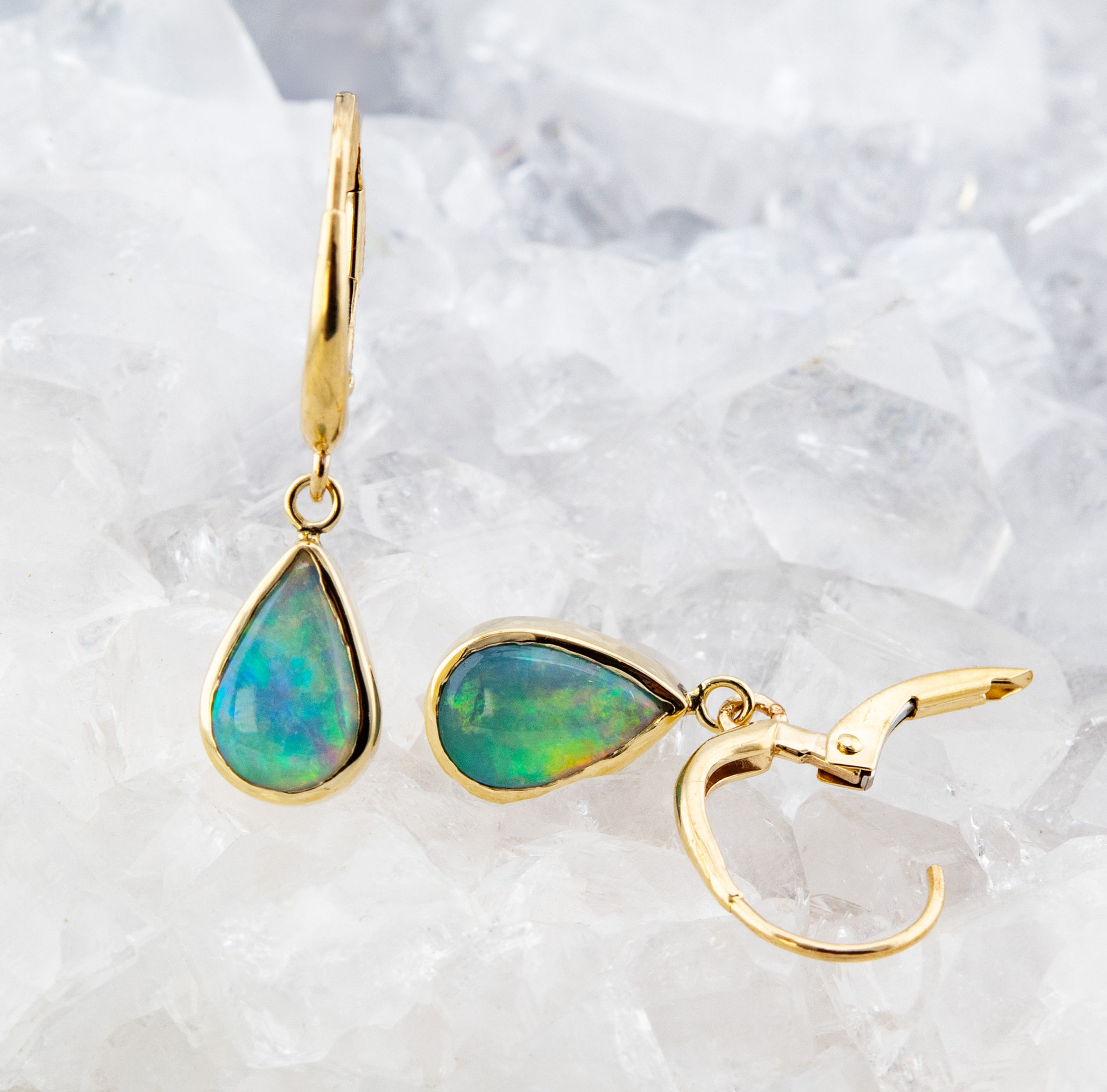 Pear-shaped Opal Lever-back Earrings