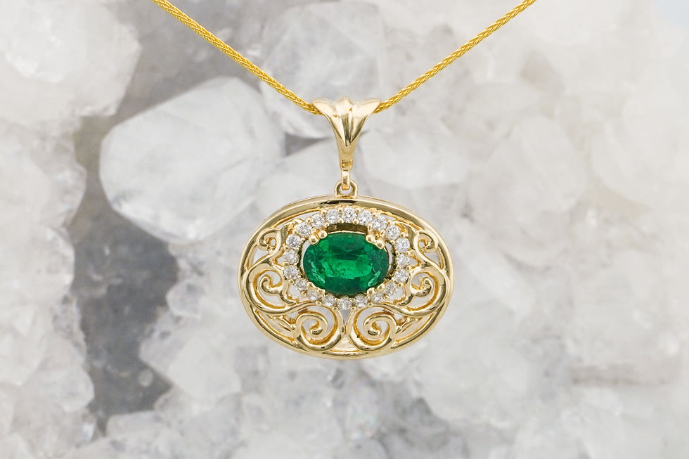 Emerald and Diamond Pendant in Yellow Gold