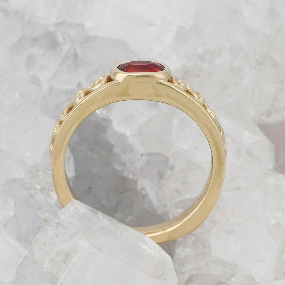 Thumbnail: Yellow Gold Bezel Set Scroll Ring