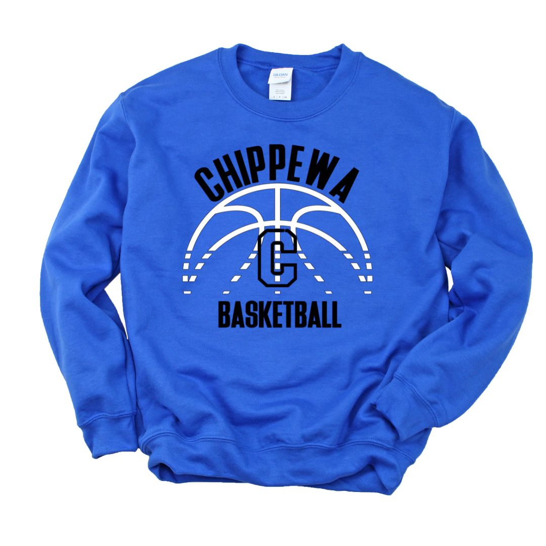 Chippewa Basketball 2 color Tee, Crewneck, or Hoodie