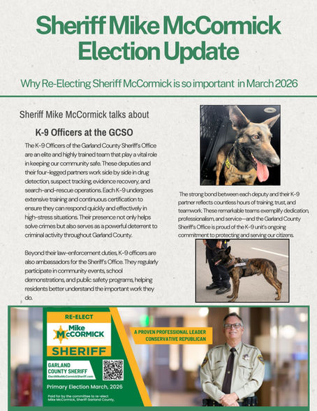 K-9 Units are an elite and highly trained part of Garland County Sheriff's Office