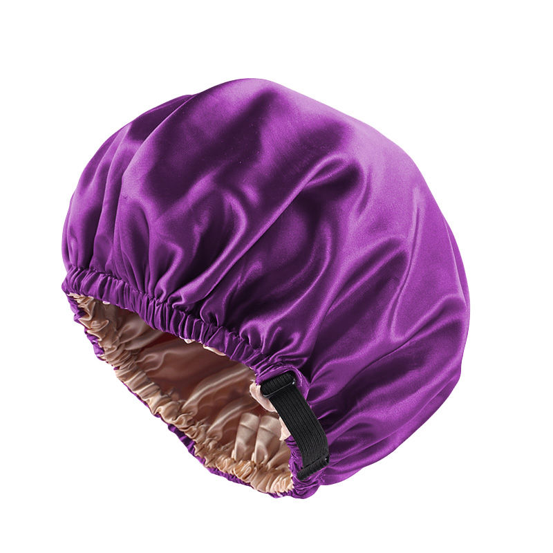 Thumbnail: New Women Large Satin Bonnet Silky Night Sleeping Cap Adjusting Button Night Hat