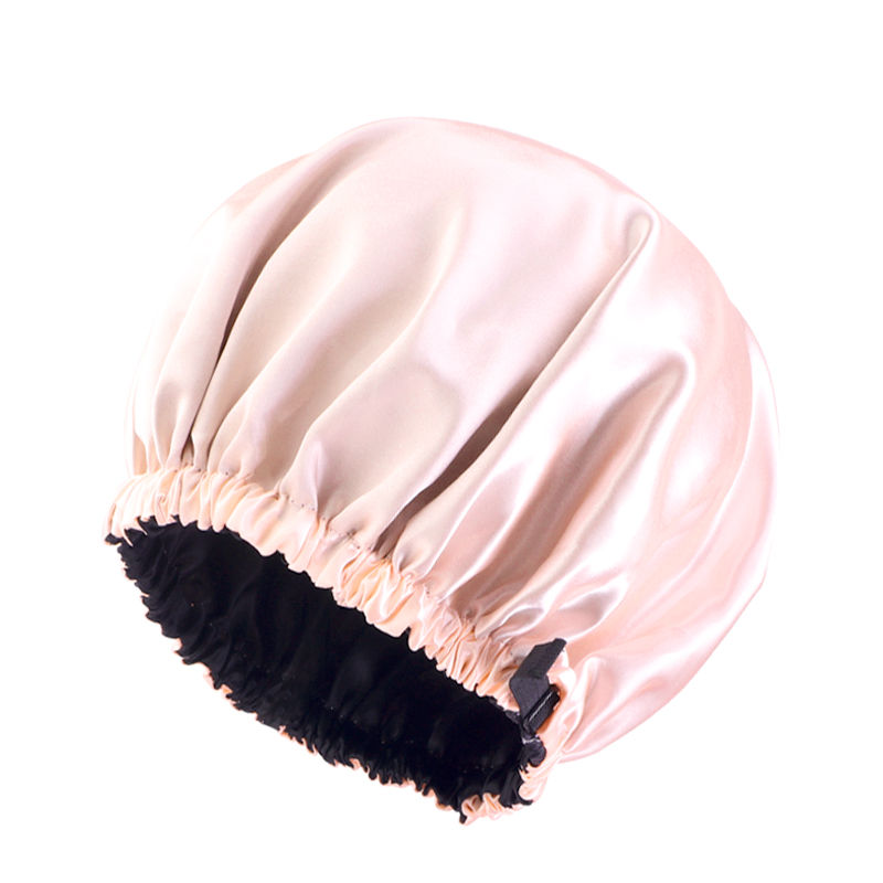 Thumbnail: New Women Large Satin Bonnet Silky Night Sleeping Cap Adjusting Button Night Hat
