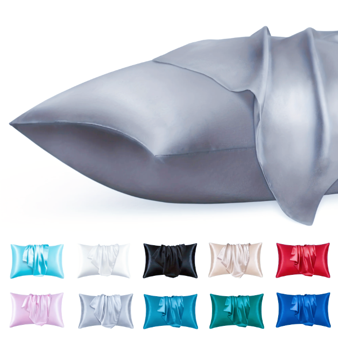 Thumbnail: 2pcs Luxury Satin Envelope Pillowcase  Solid Color, Silk Like High-End Nighttime