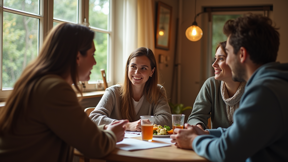 Eye-level view of a cozy setting fostering open and caring conversations.