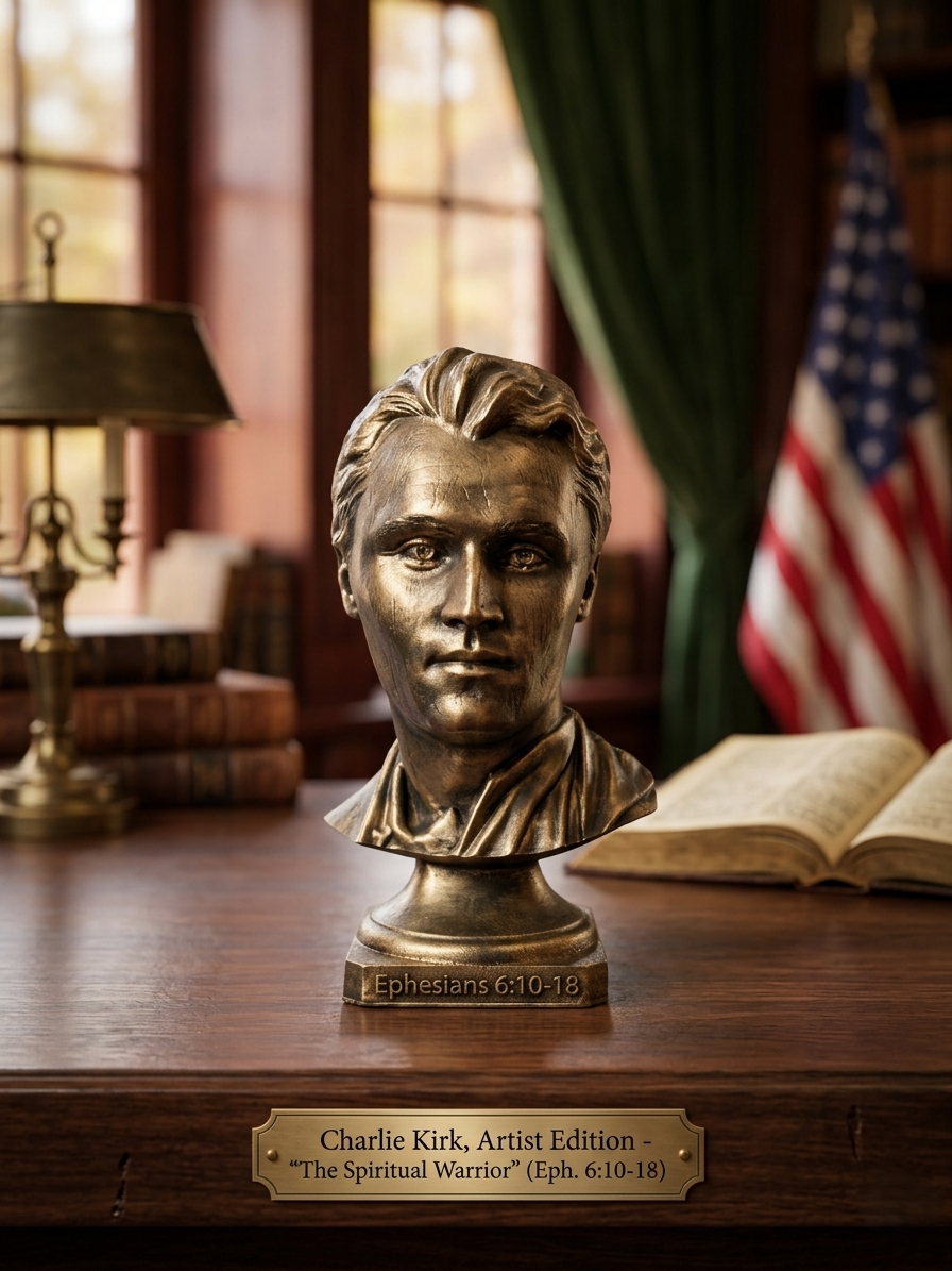 Charlie Kirk Inspired Bronze Bust