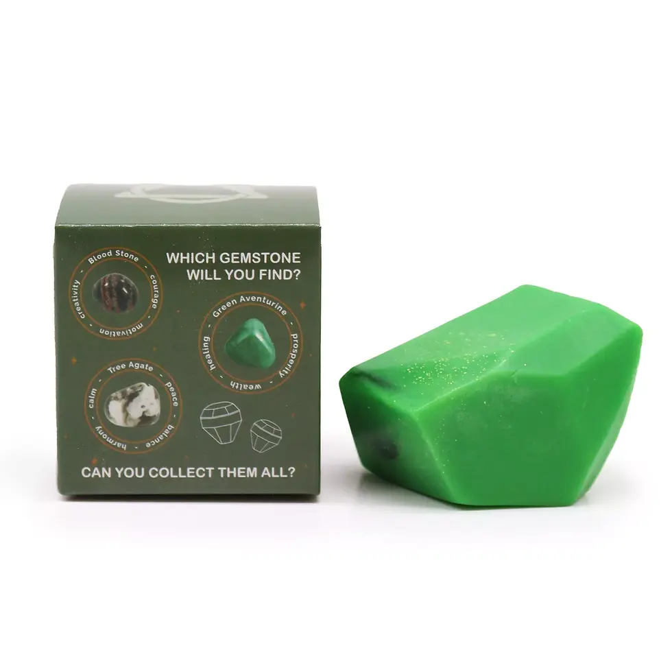 Thumbnail: 4 x Crystal Elementals Soap Set (Handmade with hidden Gemstones)