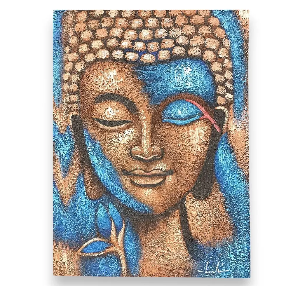Thumbnail: 75x55cm Abstract Buddha Head & Flower Painting