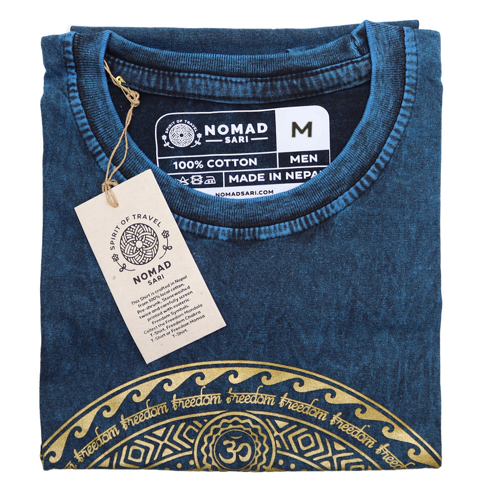Thumbnail: Stonewashed Nomad Sari T-Shirts - 100% Cotton, Made in Nepal - Chakra Design