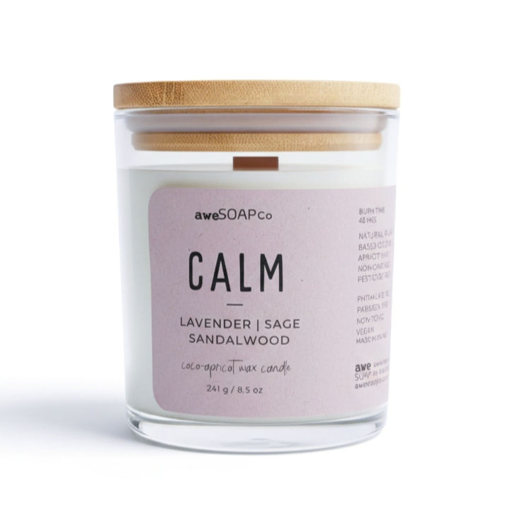 Calm - Lavender Blend, Non-toxic, Wood Wick Candle