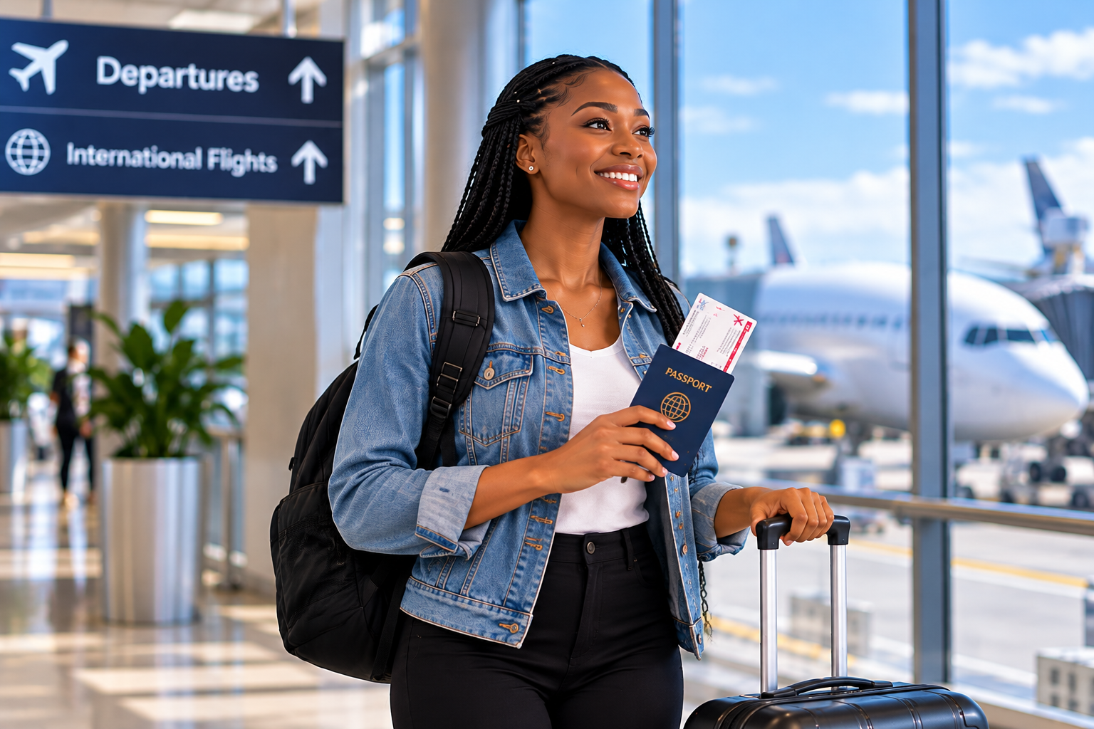 Airplane representing international work and travel opportunities
