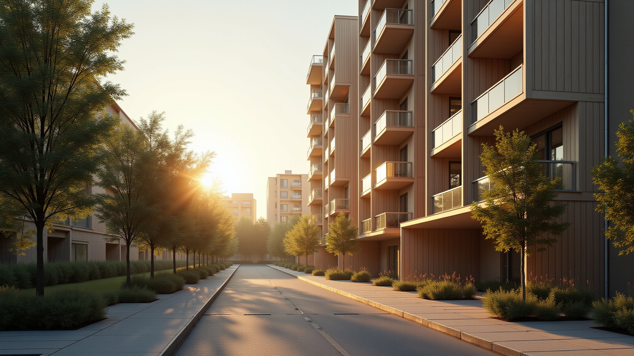 Sunrise between Buildings Image