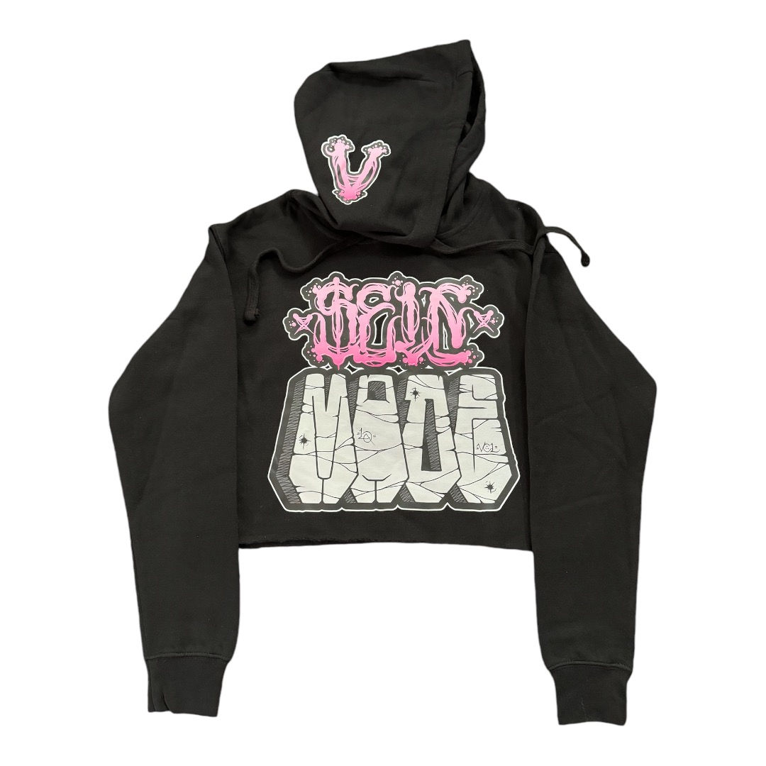 Women’s Pink Self Made crop black hoodie