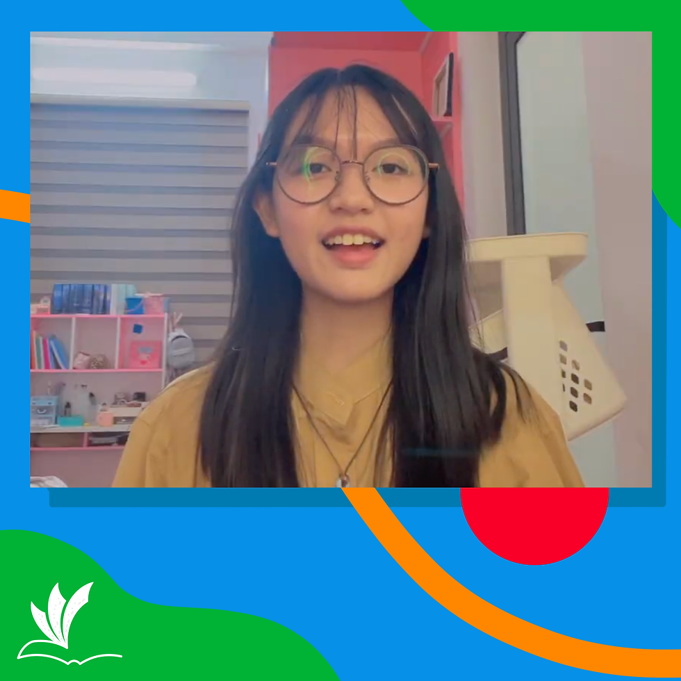 A Vietnamese high-school student holding balloons