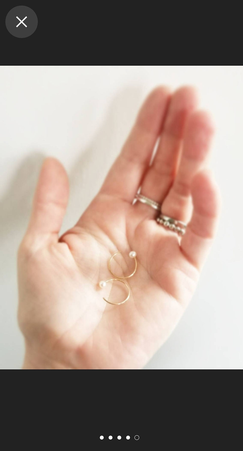 Thumbnail: Pearl Huggie Earrings. 14K goldfill pearl huggie hoops. 