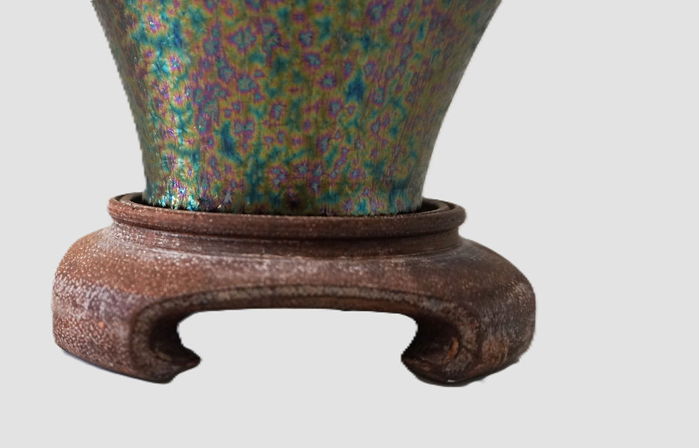 Thumbnail: Signed Manganese Seven-Color Crystalline Glaze Vase  By Guo Mingben (郭明本)