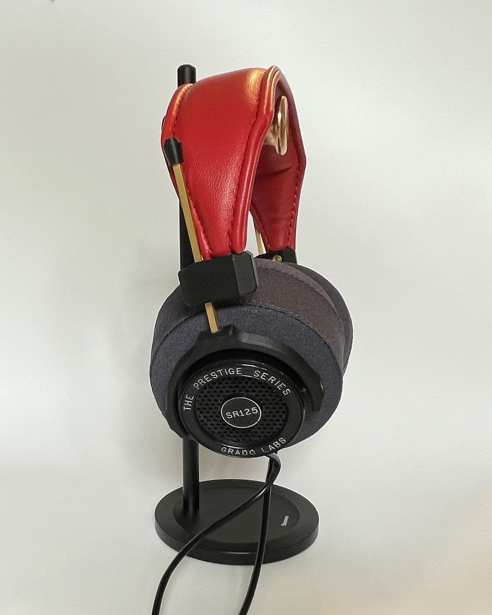 Thumbnail: Classic True Red Gloss leather headband for Grado