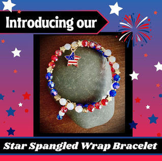 Beautiful red, white and blue beaded bracelet with