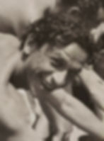 1930 photo of Xanti Schawinsky in Ascona, smiling on a sunny day. Captured by Laszlo Moholy-Nagy.